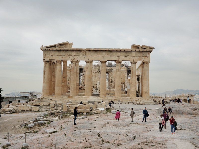 Parthenon with clouds