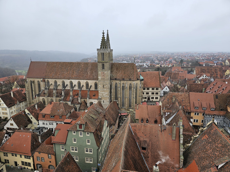 The main church of Rothenburg ob der Tauber from above