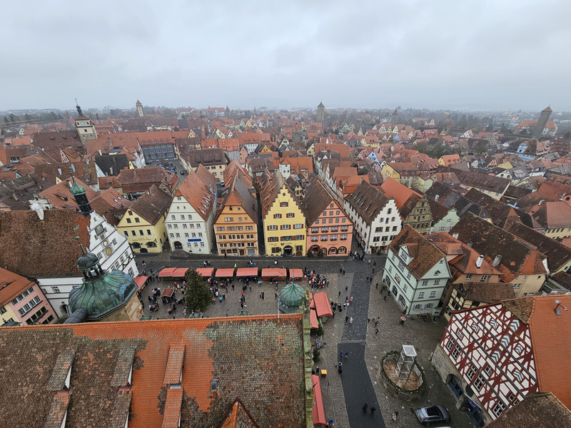 The main square of Rothenburg ob der Tauber from above