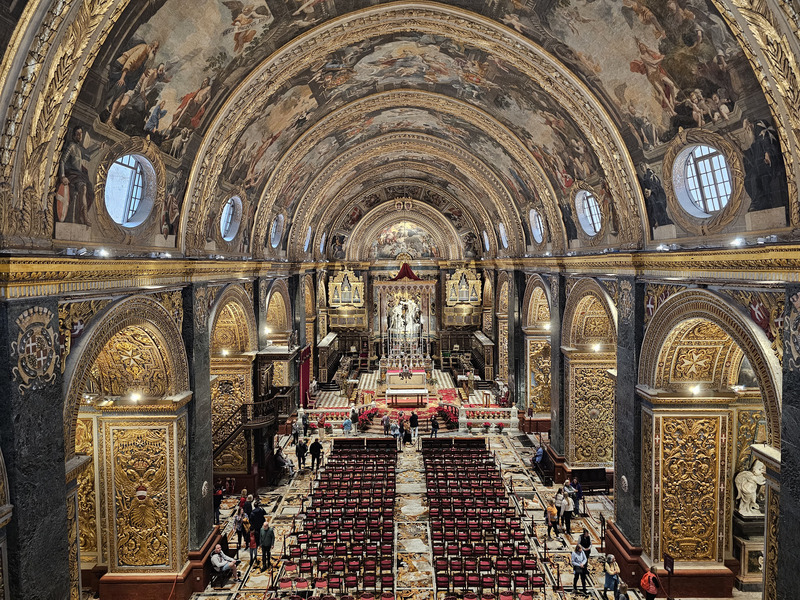 The Co-Cathedral of St. John in Valletta from high within the cathedral