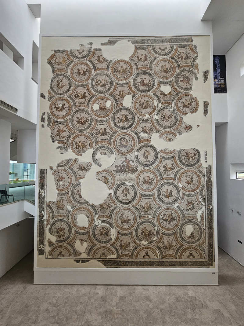 An enormous mosaic on the wall of the Bardo Museum lobby