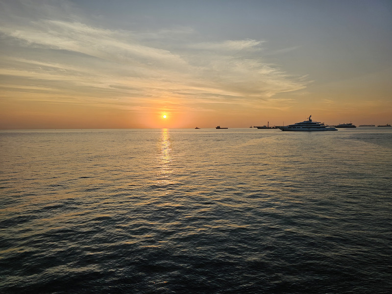the sunrise over the Panama Canal