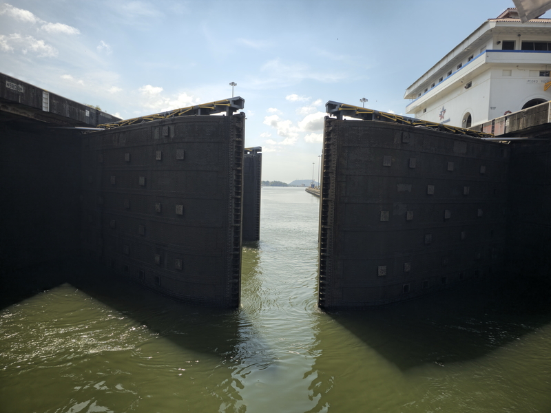 the Pedro Miguel locks closing