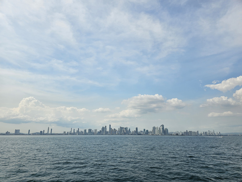 the city skyline from the sea