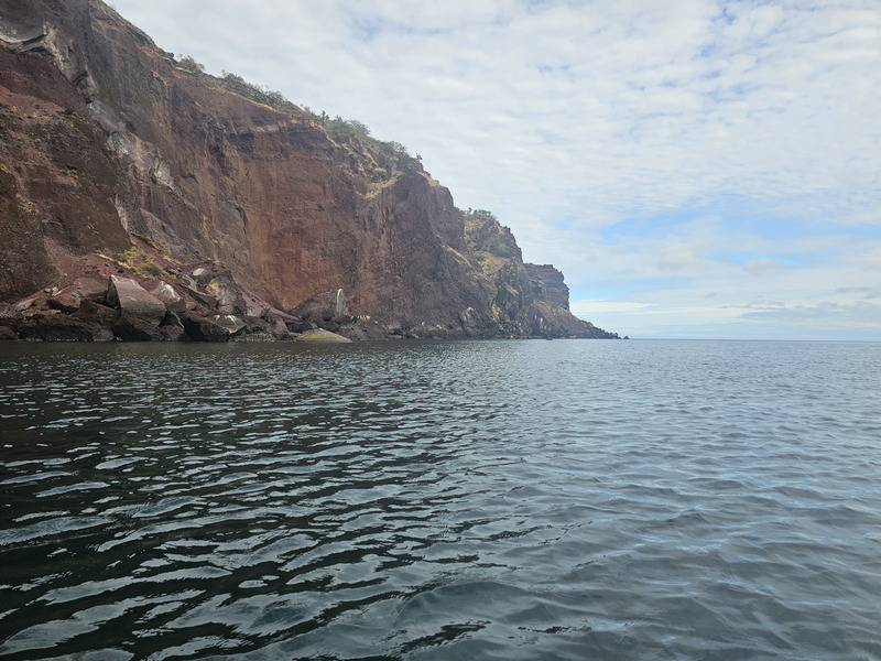 The coastline of Santiago Island while kayaking
