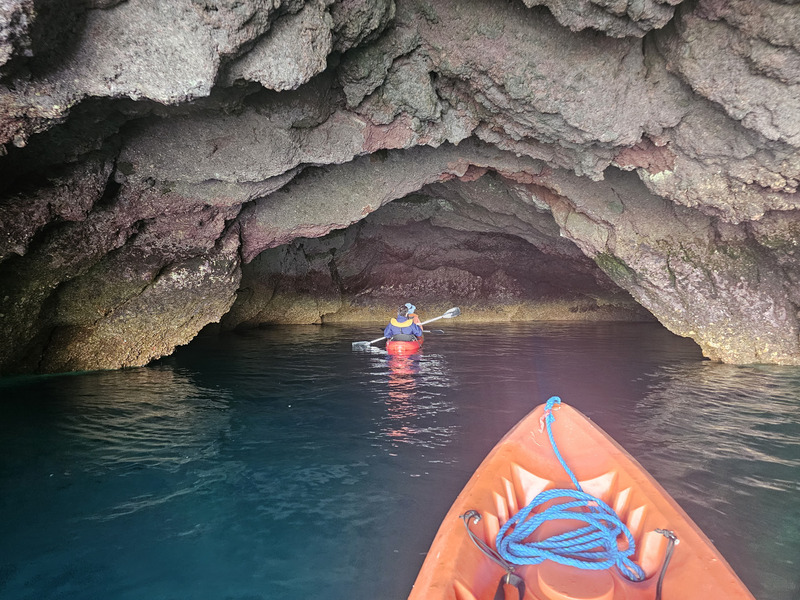Kayaking into a cave