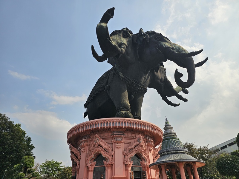 The giant three-headed elephant statue at the Erawan Museum in Bangkok