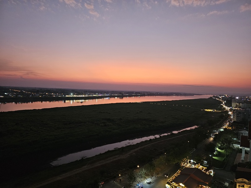 Sunset over the Mekong River in Vientiane
