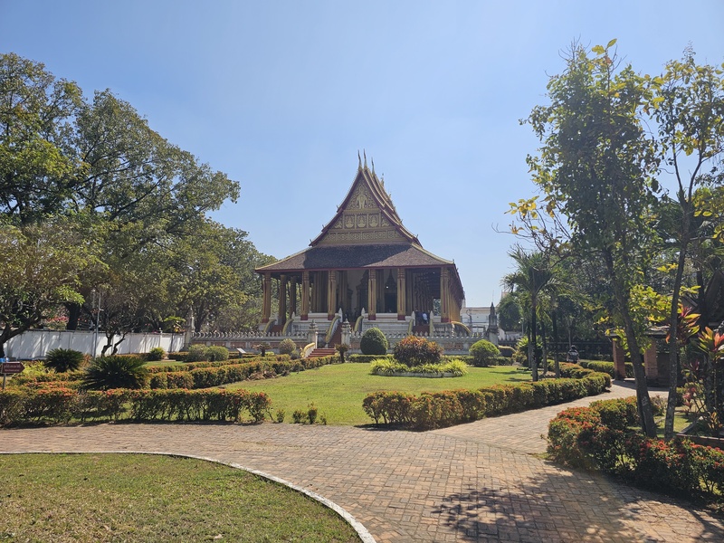 Temple garden pavilion in Vientiane