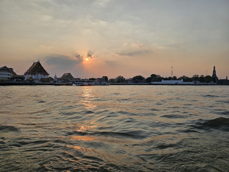 Sunset over the river in Bangkok
