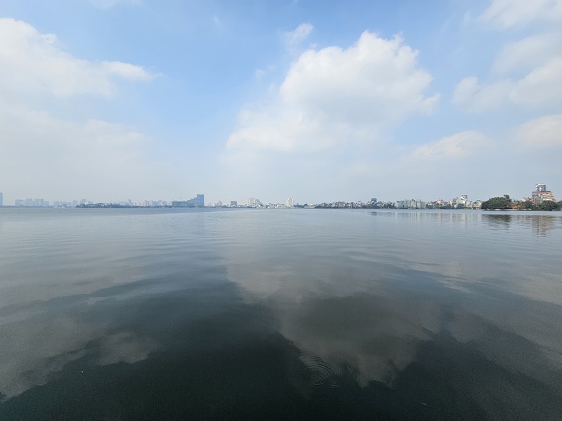 Daytime view over West Lake in Hanoi