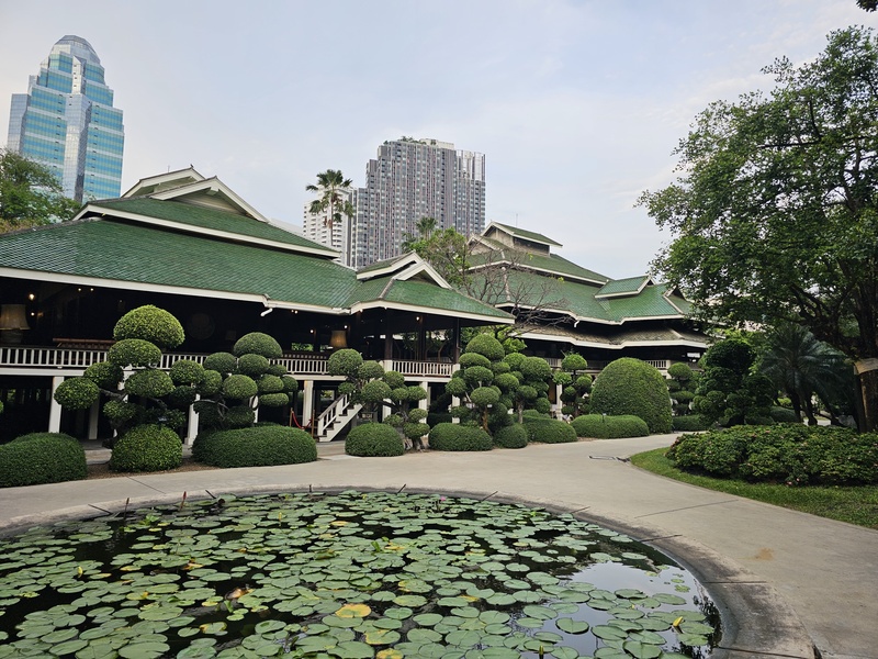 Garden with a lily pond in Bangkok