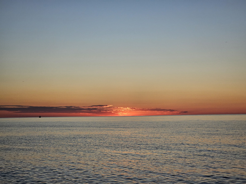 Sunset over the Black Sea in Batumi, Georgia.